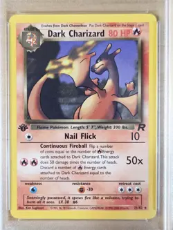 PSA 9 Rocket 1st Edition Dark Charizard 21/82 WoTC 2000 Pokemon Non-Holo Mint - Image 2
