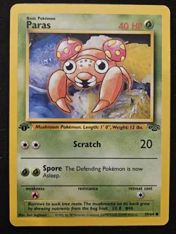 1st Edition Paras 59/64 Jungle Non Holo Common WoTC Pokemon Trading CG 1999 MP - Image 1