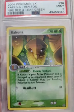 2004 POKEMON EX FIRE RED & LEAF GREEN #36 KAKUNA-REVERSE FOIL PSA 9 - Image 1