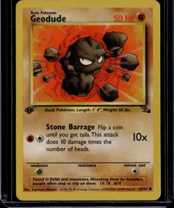 Pokemon 1999 1st Edition Fossil GEODUDE 47/62 - Image 1