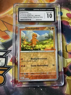 2023 POKEMON MEW EN-151 GAMESTOP EXCLUSIVE #004 CHARMANDER CGC 10 - Image 1