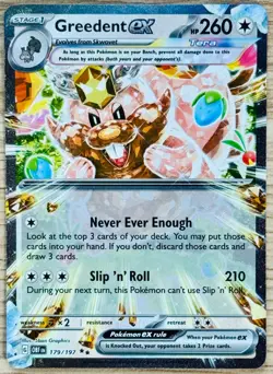 POKEMON TCG OBSIDIAN FLAMES GREEDENT EX DOUBLE RARE HOLO 179/197 NM+ - Image 1