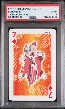 2016 POKEMON MOON PLAYING CARDS 7 OF DIAMONDS LURANTIS PSA 9 - Image 1
