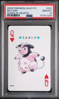 2000 POKEMON GOLD VERSION PLAYING CARDS QUEEN OF HEARTS #241 MILTANK PSA 10 - Image 1