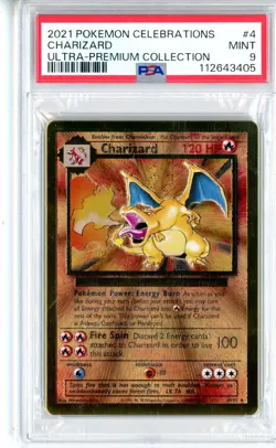 PSA MINT 9 Pokemon TCG Charizard (Celebrations Metal Card) 004/102 UPC 2021 - Image 1