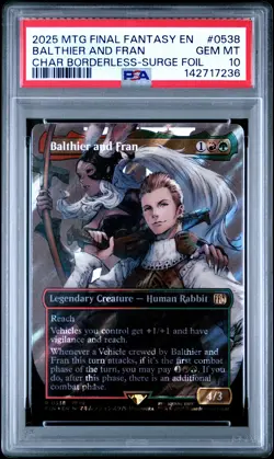 2025 MTG FINAL FANTASY CHARACTER BORDERLESS-SURGE FOIL BALTHIER AND FRAN PSA 10 - Image 1