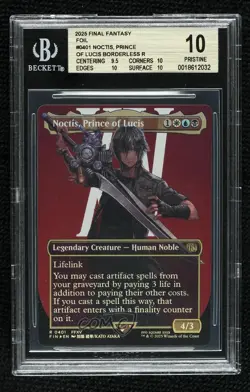 Noctis Prince of Lucis Borderless Foil Magic Final Fantasy BGS 10 PRISTINE - Image 1