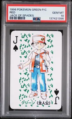 1996 POKEMON GREEN VERSION PLAYING CARDS JACK OF SPADES RED PSA 10 - Image 1