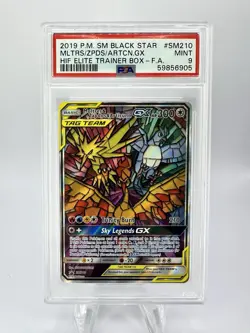 2019 POKEMON SM BLACK STAR PROMO FULL ART/MOLTRES & ZAPDOS & ARTICUNO GX PSA 9 - Image 1
