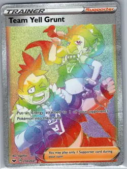 Team Yell Grunt 210/202 SWSH01: Sword & Shield Base Set - Pokemon Card - Creased - Image 1