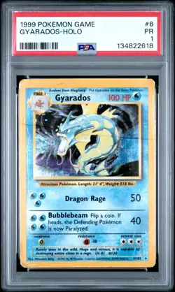 PSA 1 1999 Pokemon Base Set Gyarados 8/102 Holo Foil WOTC Unlimited - Image 1