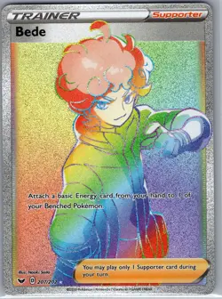 Bede (Secret) 207/202 Sword & Shield Base Set - Pokemon Card - NM - Image 1