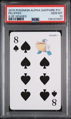 2015 POKEMON ALPHA SAPPHIRE PLAYING CARDS 8 OF SPADES PELIPPER PSA 10 - Image 1