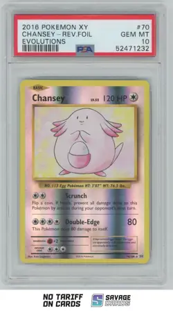 2016 Pokemon XY - Evolutions Reverse Foil Chansey PSA 10 #70/108 - Image 1