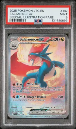 2025 POKEMON JOURNEY TOGETHER SPECIAL ILLUSTRATION RARE #187 SALAMENCE EX PSA 9 - Image 1