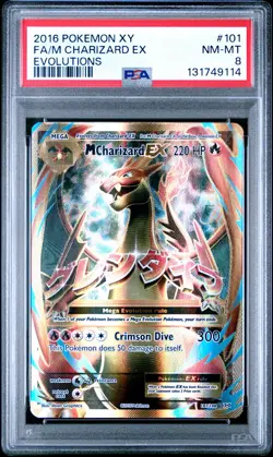 2016 POKEMON XY EVOLUTIONS #101 FULL ART/M CHARIZARD EX PSA 8 - Image 1