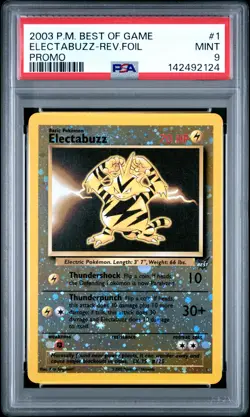 2003 POKEMON BEST OF GAME PROMO #1 ELECTABUZZ-REVERSE FOIL PSA 9 - Image 1