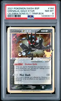 2021 POKEMON SWSH PROMO CELEBRATIONS ETB #144 GRENINJA-GOLD STAR PSA 8 - Image 1