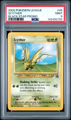 2002 POKEMON LEAGUE PROMO BLACK STAR #45 SCYTHER PSA 9 - Image 1