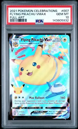 2021 POKEMON CELEBRATIONS #007 FULL ART/FLYING PIKACHU VMAX PSA 10 - Image 1