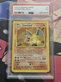 1999 POKEMON BASE SET UNLIMITED #4 CHARIZARD-HOLO PSA 7 - Image 1