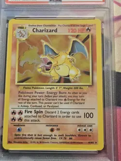 1999 POKEMON BASE SET UNLIMITED #4 CHARIZARD-HOLO PSA 7 - Image 2