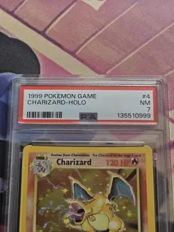 1999 POKEMON BASE SET UNLIMITED #4 CHARIZARD-HOLO PSA 7 - Image 3