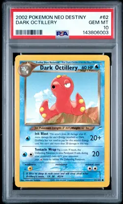 2002 POKEMON NEO DESTINY #62 DARK OCTILLERY PSA 10 - Image 1