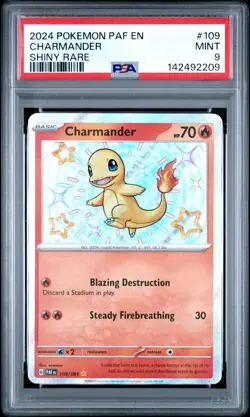 2024 POKEMON PAF EN-PALDEAN FATES SHINY RARE #109 CHARMANDER PSA 9 - Image 1
