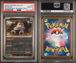 2023 POKEMON JAPANESE POKEMON 151 MASTER BALL REVERSE HOLO #143 SNORLAX PSA 10 - Image 3