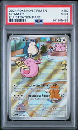 2024 POKEMON TWM EN-TWILIGHT MASQUERADE ILLUSTRATION RARE #187 CHANSEY PSA 9 - Image 1