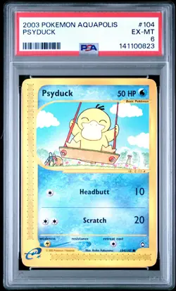 2003 POKEMON AQUAPOLIS #104 PSYDUCK PSA 6 - Image 1