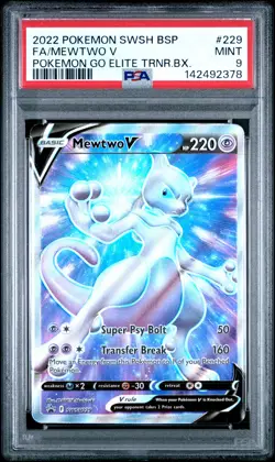 2022 POKEMON SWSH BLACK STAR PROMO #229 FULL ART/MEWTWO V PSA 9 - Image 1