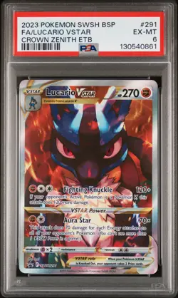 2023 POKEMON SWSH BLACK STAR PROMO #291 FULL ART/LUCARIO VSTAR PSA 6 - Image 1
