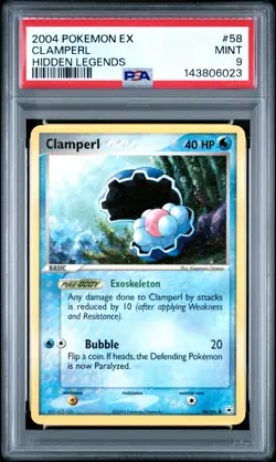 2004 POKEMON EX HIDDEN LEGENDS #58 CLAMPERL PSA 9 - Image 1