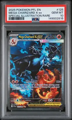 2025 POKEMON PFL EN-PHANTASMAL FLAMES #125 MEGA CHARIZARD X EX PSA 10 - Image 1