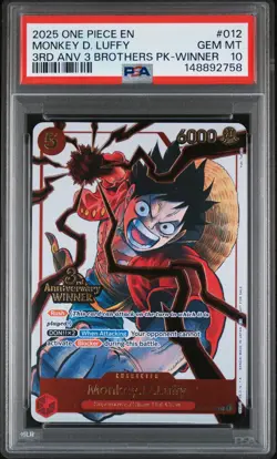 2025 ONE PIECE 3RD ANV TOURNAMENT 3 BROTHERS PACK WINNER MONKEY D. LUFFY PSA 10 - Image 1