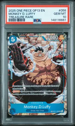2025 ONE PIECE OP13-CARRYING ON HIS WILL TREASURE RARE MONKEY D. LUFFY PSA 10 - Image 1