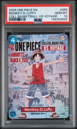 2026 ONE PIECE PROMOS COLLEGE BASKETBALL: US VOYAGE MONKEY D. LUFFY PSA 10 - Image 1