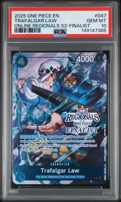 2025 ONE PIECE ONLINE REGIONALS PACK 2025 SEASON 2 FINALIST TRAFALGAR LAW PSA 10 - Image 1