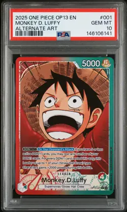 2025 ONE PIECE OP13-CARRYING ON HIS WILL ALTERNATE ART MONKEY D. LUFFY PSA 10 - Image 1