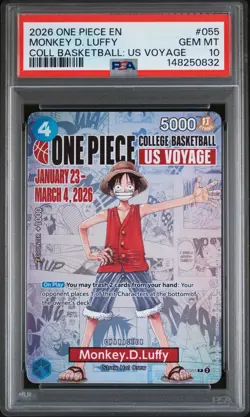 2026 ONE PIECE PROMOS COLLEGE BASKETBALL: US VOYAGE MONKEY D. LUFFY PSA 10 - Image 1