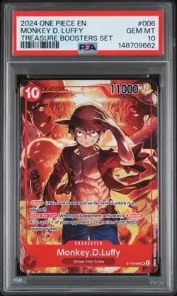 2024 ONE PIECE PROMOS TREASURE BOOSTERS SET #006 MONKEY D. LUFFY PSA 10 - Image 1