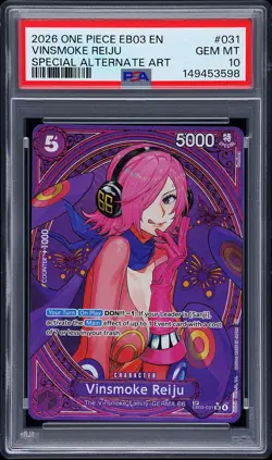 2026 ONE PIECE EB03-HEROINES EDITION SPECIAL ALT ART VINSMOKE REIJU PSA 10 - Image 1