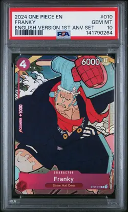 2024 ONE PIECE ENGLISH VERSION 1ST ANV SET #010 FRANKY PSA 10 - Image 1