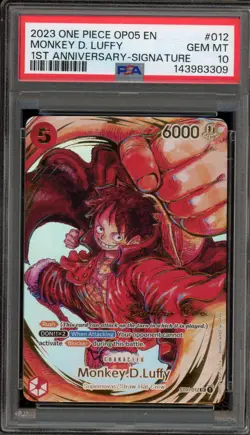 One Piece CCG Monkey.D.Luffy 1st Anniversary Signature ST01-012 PSA 10 Gem Mint - Image 1