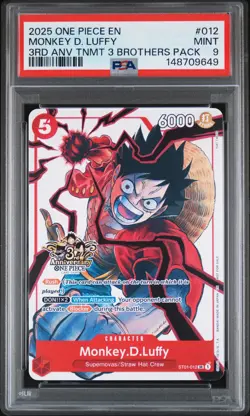 2025 ONE PIECE 3RD ANNIV TOURNAMENT 3 BROTHERS PACK #012 MONKEY D. LUFFY PSA 9 - Image 1