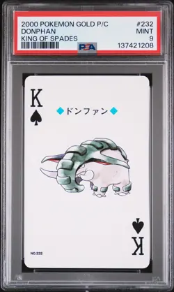 2000 POKEMON GOLD VERSION PLAYING CARDS KING OF SPADES #232 DONPHAN PSA 9 - Image 1