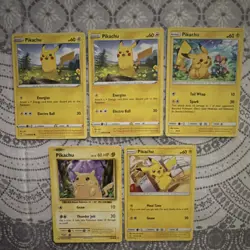 Pokemon Pikachu Card Lot Set 5 Cards English - Image 1