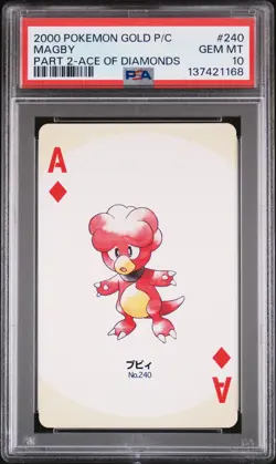 2000 POKEMON GOLD VERSION PART 2 PLAYING CARDS ACE OF DIAMONDS #240 MAGBY PSA 10 - Image 1